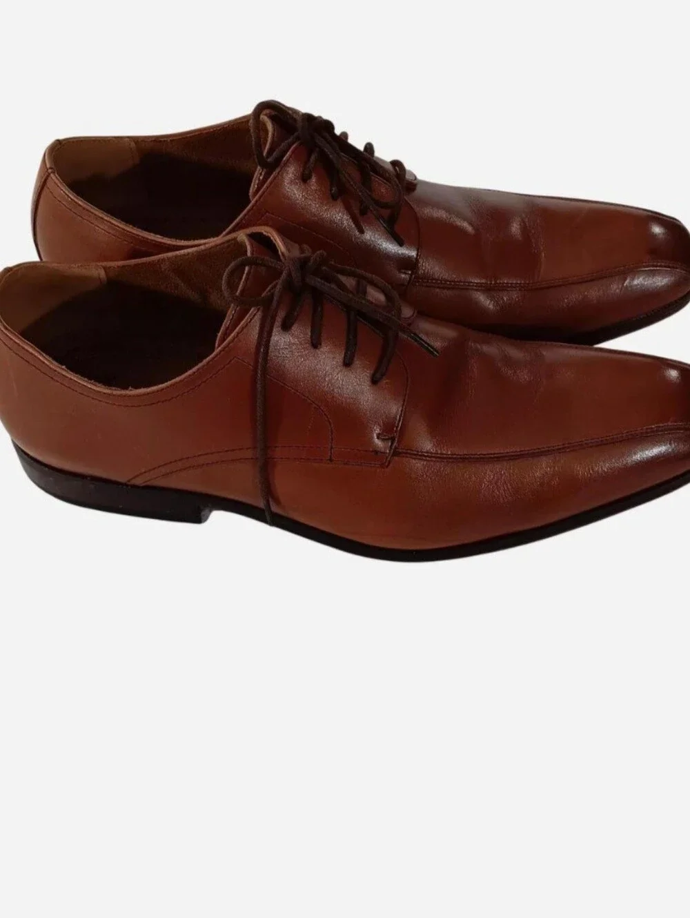 Florsheim Corbetta Men's D Cognac Brown Leather Plain Toe Derby Shoes 14211 EUC